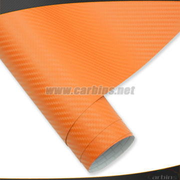 High quality 3D carbon fiber vinyl sticker for car wrapping , orange carbon PVC material car color film 1.52*30m