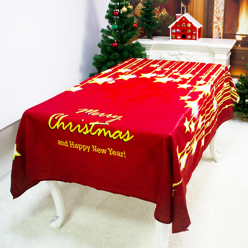 New Christmas products Christmas printing tablecloth hotel restaurant decoration oil proof tablecloth Christmas decorations