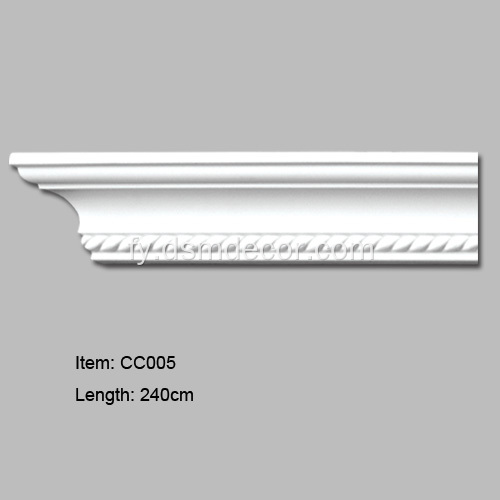 European Style PU Crown Mouldings mei Rope Design