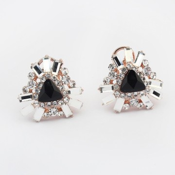 Triangular geometry ear clip latest design diamond earring