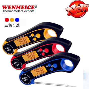 Digital folding thermometer probe for grilling cooking