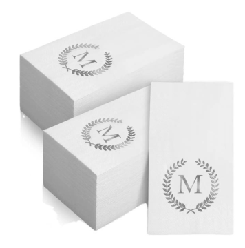 Customized Logo Cocktail Monogrammed M Guest Serviettes