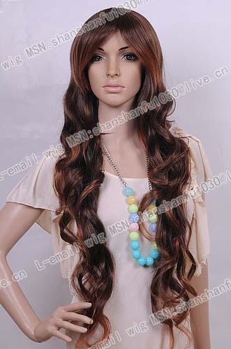 LONG Brown Wave Kanekalon Cosplay Hair Wig WA100