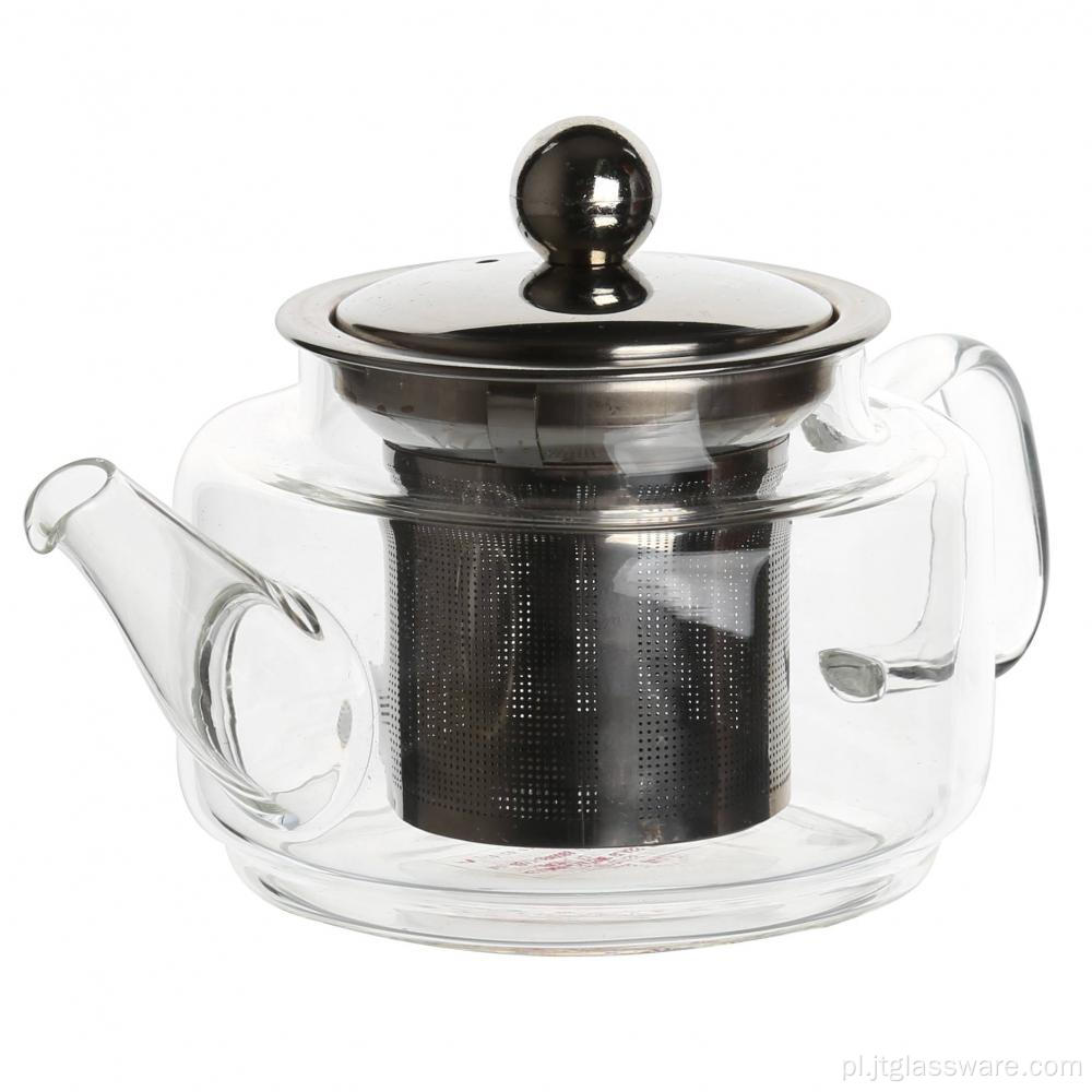 Ręcznie robiony szklany czajniczek z zaparzaczem ze stali nierdzewnej