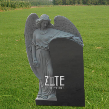Hand Carved European Style black stone tombstone and monument