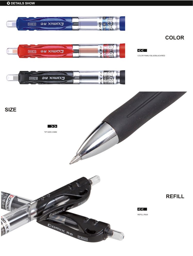 Office Stationery Competitive Price writing instrument 0.5mm retractable gel pen