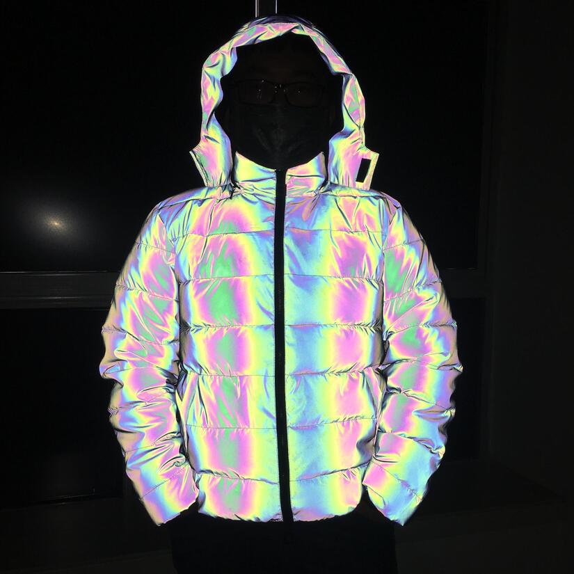 Rainbow Reflective Padded Jacket Mens Custom