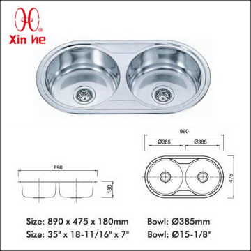 Double Round Stainless Steel Sink