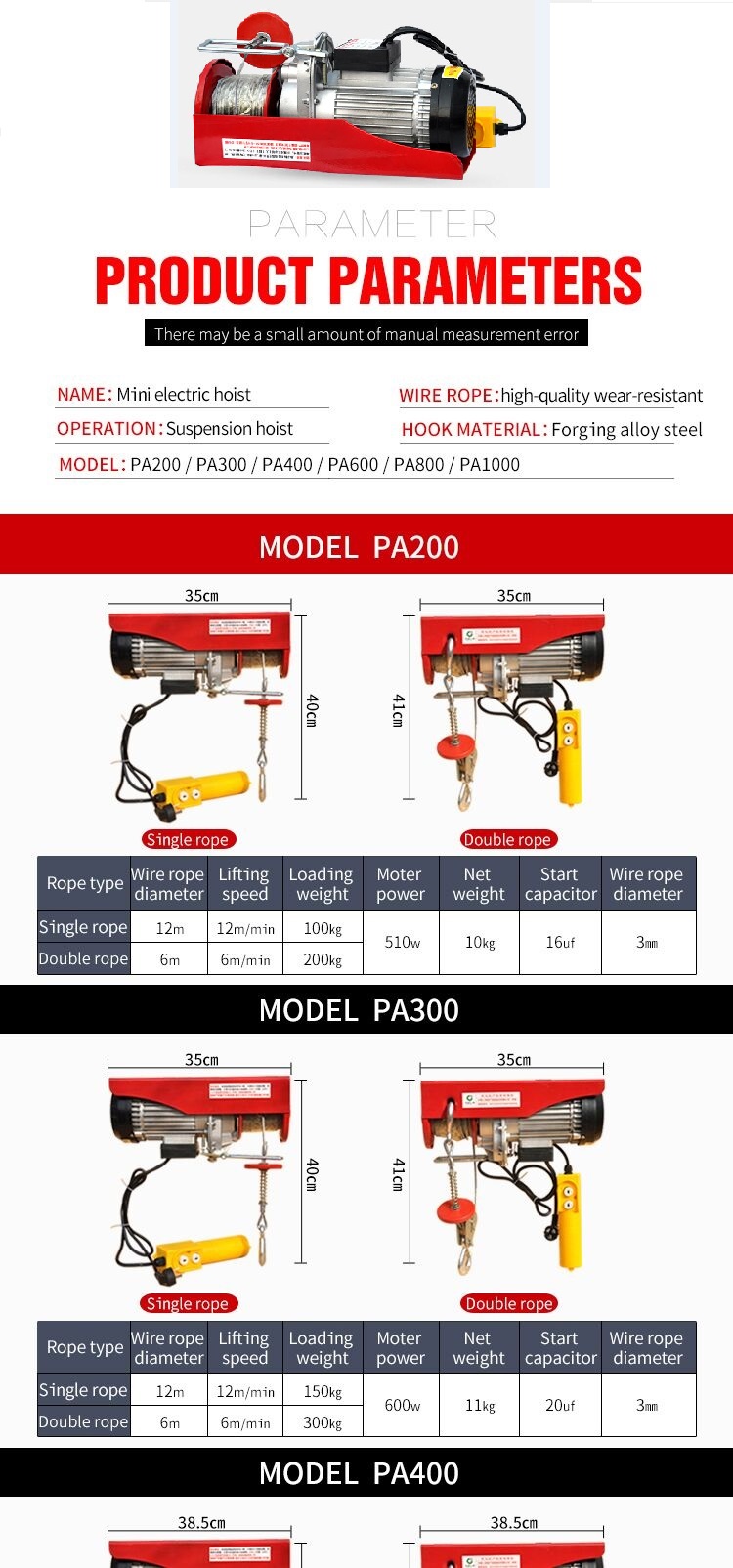 mini electric hoist