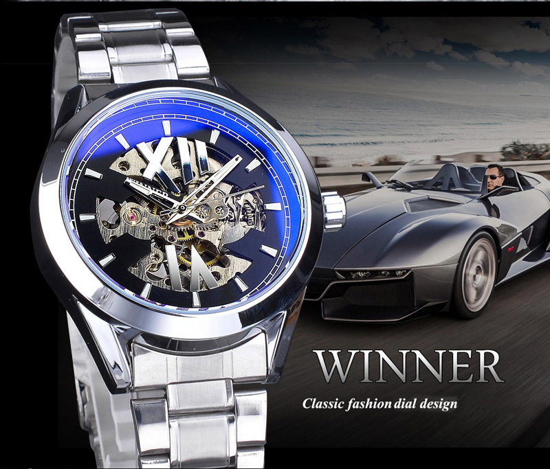 New winner mechanical watch fashion hollow waterproof watches automatic men relogio masculino GMT1192