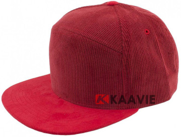 blank red corduroy 5 panel snapback camper hat