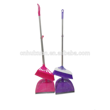 Plastic long handled dustpan and broom