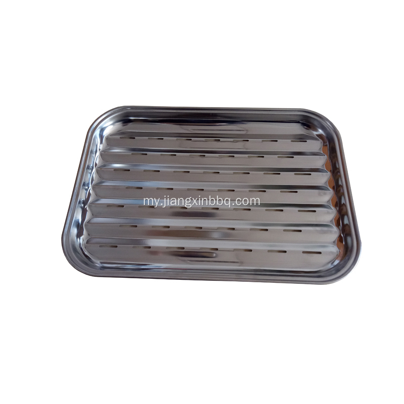 Camping Rectangular Stainless Steel BBQ အကင်ဗန်း