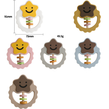 Jouets de dentition en silicone en bois naturel étoiles