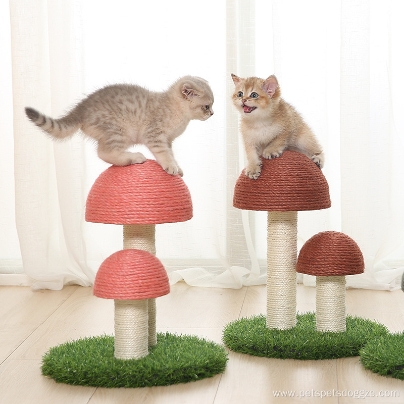 Natural Flax Mushroom Simulation Lawn Cat Scratcher Toy