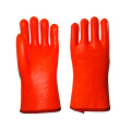 Fluoreszierender orange.Smooth Finish PVC-Handschuh mit offener Manschette