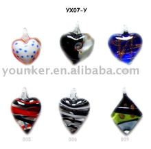 Heart Murano Clear lampwork glass pendant