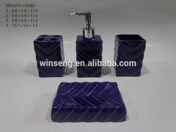 Ceramic Square Purple embossed bathroom sets