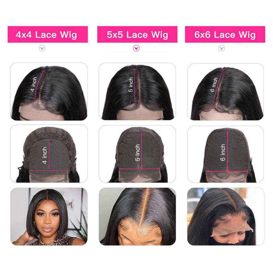 Annione Wholesale Transparent Hd Indian Human Hair Vendor Closure Wigs 4X4 Human Hair Lace Wig 5X5 Human Hair Lace Wig