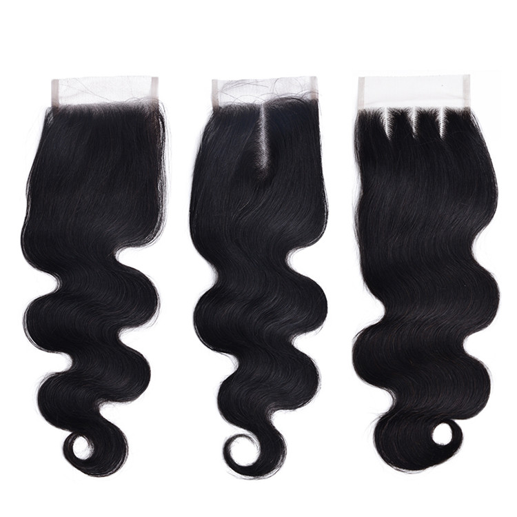 Wholesale Malaysian Raw Virgin Hair 100% Human Hair Body Wave Swiss Lace 4*4 Closure