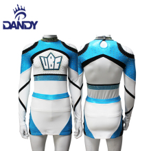 Youth blue and white cheer uniforms
