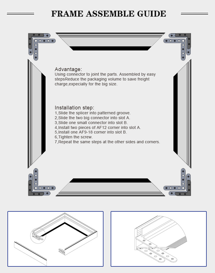 Edgelight AF18C Lightbox Frameless Aluminum Frame Led Fabric 37mm Thickness with CE Rohs