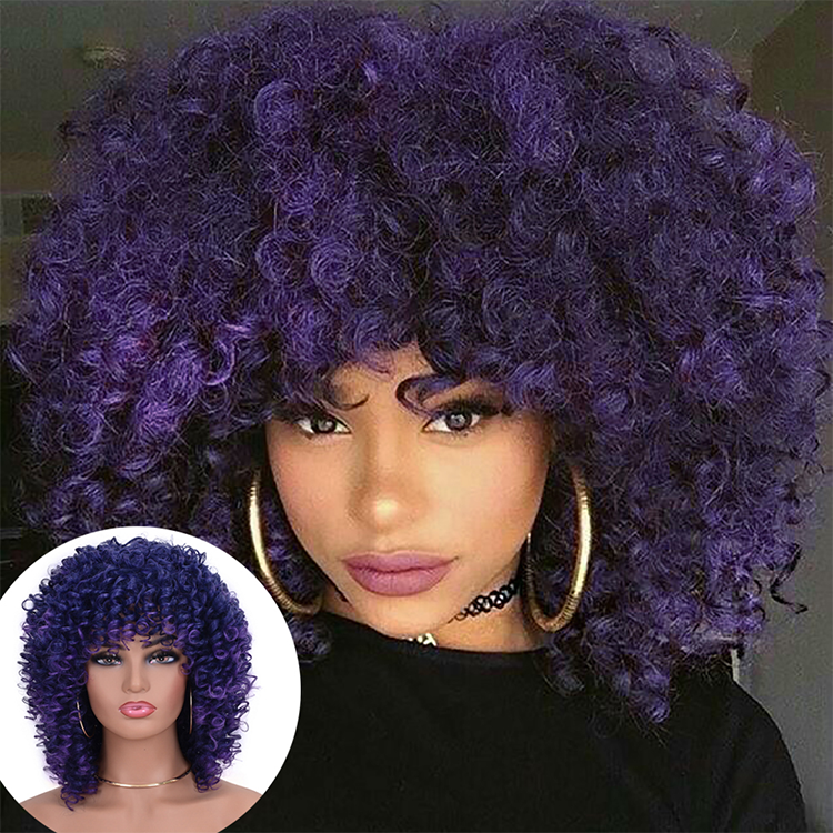 African kinky curly synthetic wig wholesale cheap headband with bangs wig short styles high quality wigs for black women