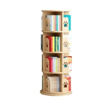 Simple Wooden Rotating Bookshelf - Modern 4/5 Layer Bookcase in Grey/White/Pink/Blue/Yellow (1.2m/1.5m)