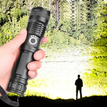 Tactical Telescopic Rechargeable LED Torch Flashlight - High Lumens Waterproof Lantern