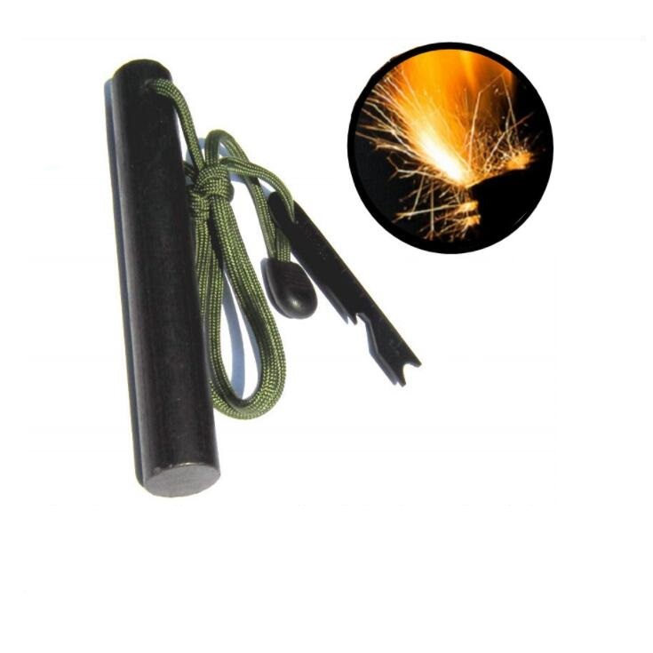 Camping Waterproof 20mm Diameter Fat Fire Starter Ferro Rod Emergency Flint Rod Bushcraft Ferrocerium Rod with Striker