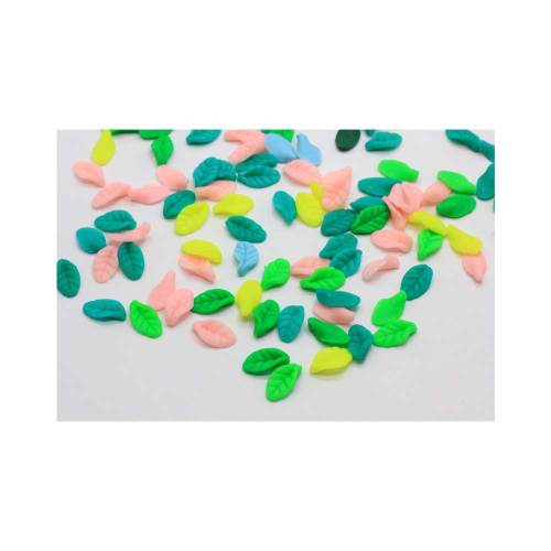 Cute Design 100pcs Mini Tree Leaf Cheap Soft Polymer Clay Beads Cheap Colorful Kawaii for Decoration DIY Slime Supplies