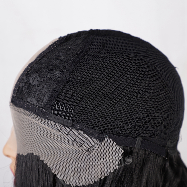 Heat Resistant Private Label Middle Part Synthetic Blend lace Long Body Wavy Mono Black Wig Women Cosplay Fiber Curly Wig