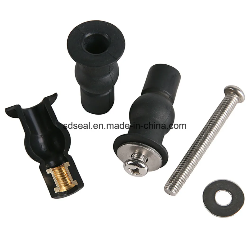 Toilet Seat Rubber Expansion Nut Screw Set with Bolt and Washer Assembled