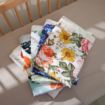 printed cotton muslin waffle swaddle blanket for babies