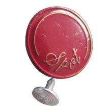 Red painted jeans button, brass finish