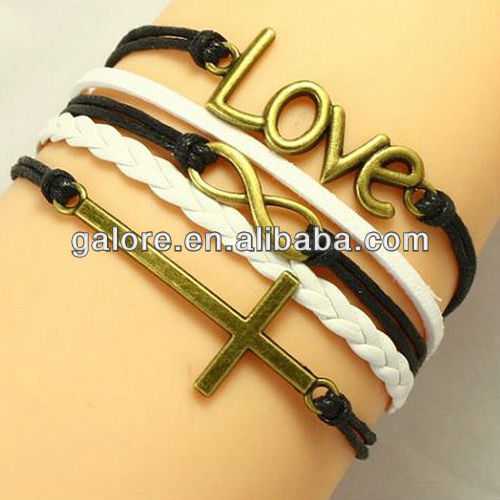 black colors handmade cross bracelet love bracelet infinity bracelet