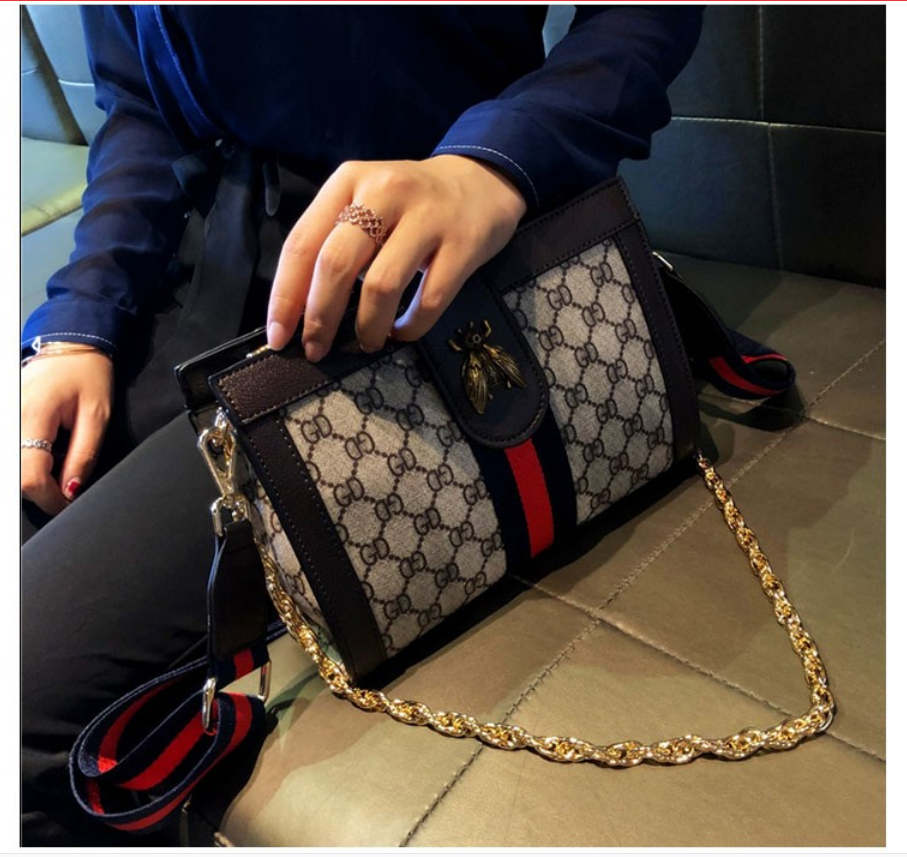 new design high quality women pu leather chain crossbody sling bag