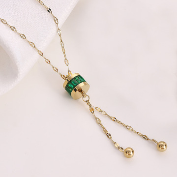 Elegant vintage emerald zircon crystal tassel pendant
