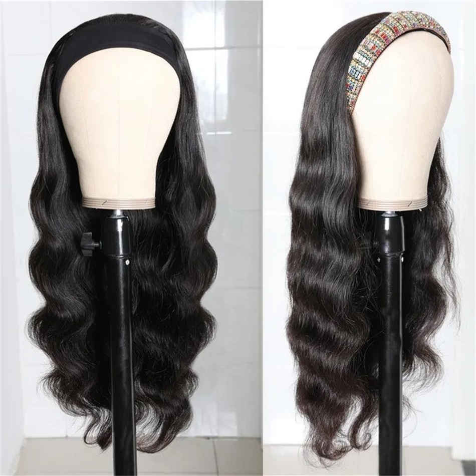 100% Brazilian Human Hair Wigs natural color kinky curly headband wigs for black women cheap headband wig human hair