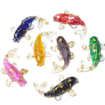 Wholesale Crystal Chip Resin Koi Fish Ornaments for Office Furniture Decorations