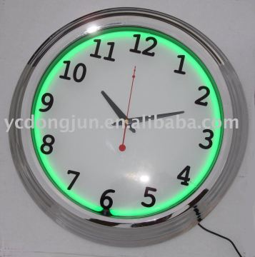 chrome frame neon clock