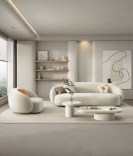 Curved Cashew Sofa for Modern Living Room