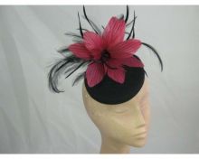 Stylish Ladies’ Wool Felt Hats, 100% Wool Mini Headpiece With Lily Flower, Feather
