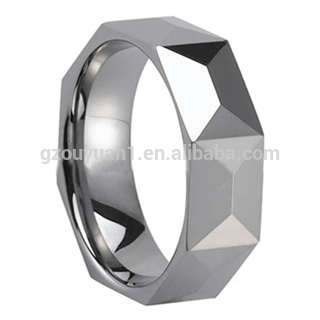 Tungsten Ring, Tungsten Carbide Wedding Ring, Faceted Tungsten Carbide Ring