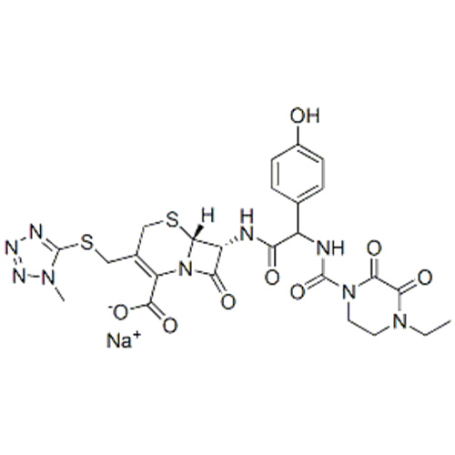 Acide 5-thia-1-azabicyclo [4.2.0] oct-2-ène-2-carboxylique, acide 7 - [[(2R) -2 - [[(4-éthyl-2,3-dioxo-1-pipérazinyl) carbonyle ] amino] -2- (4-hydroxyphényl) acétyl] amino] -3 - [[(1-méthyl-1H-tétrazol-5-yl) thio] méthyl] -8-oxo, sel de sodium (1/1) , (5