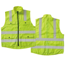 Safety vest with long zip