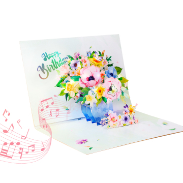 Musical Flower Bouquet Birthday Pop-Up Card