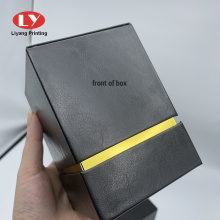 Black PU Leather Luxury Packaging Boxes for Candles