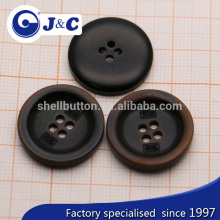 Black real corozo buttons with brown rim