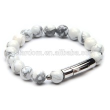 White Turquoise Stone Beaded Bracelet for Men